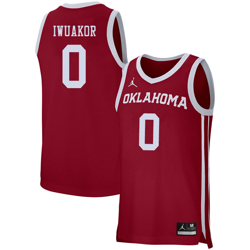 Oklahoma Sooners #0 Victor Iwuakor College Basketball Jerseys Sale-Crimson